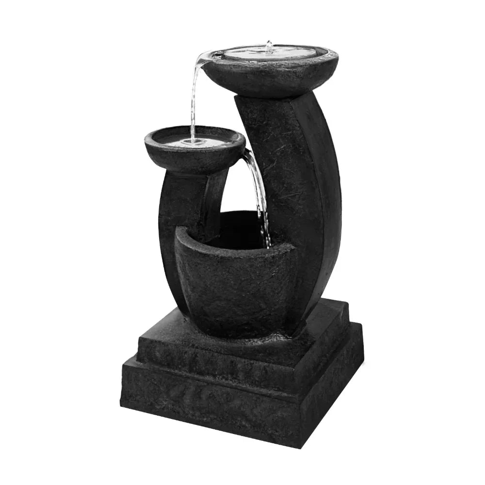 Gardeon Solar Water Feature Cascading Fountain 3-Tier Mushroom LED Light 70CM - Mekamart Australia