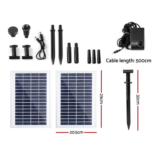 Gardeon Solar Pond Pump Submersible Water Fountain Kit with 2 Panels 7.2FT - Mekamart Australia