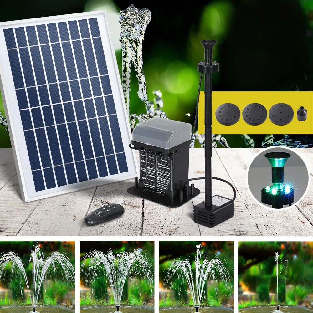 Gardeon Solar Pond Pump Submersible Fountain with Battery Kit LED Lights 5.2FT - Mekamart Australia