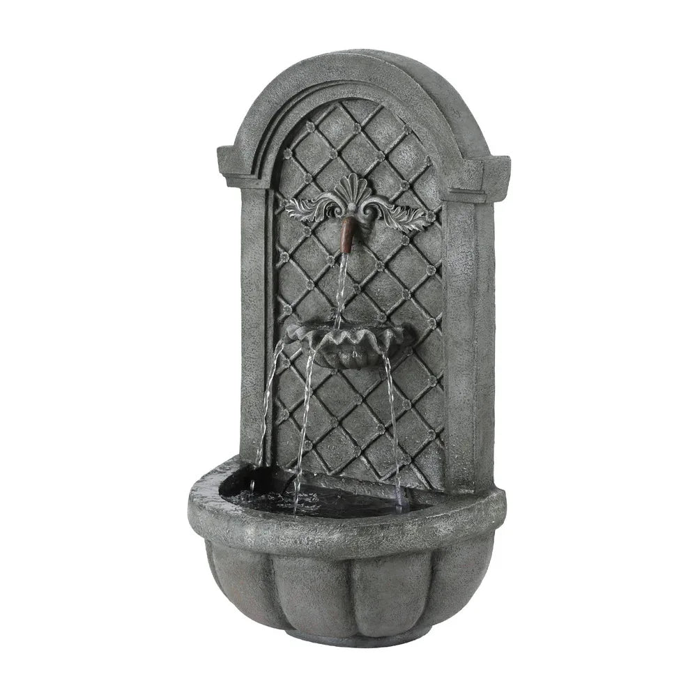 Gardeon Solar Fountain Water Feature Wall Mount Garden Fountains 80CM Grey - Mekamart Australia