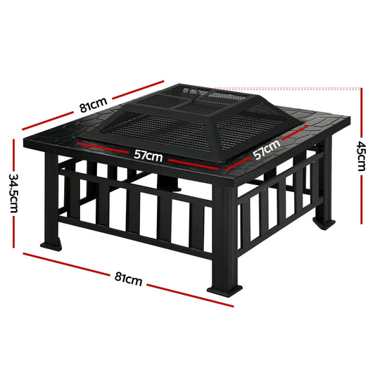 Grillz Fire Pit BBQ Grill 2-In-1 Table - Mekamart Australia