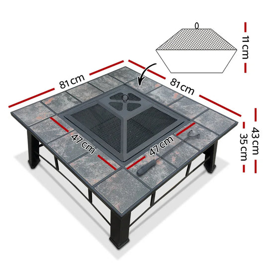 Grillz Fire Pit BBQ Grill Ice Bucket 4-In-1 Table - Mekamart Australia