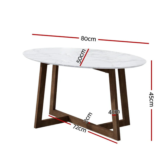 Artiss Coffee Table Oval Marble Effect - Mekamart Australia