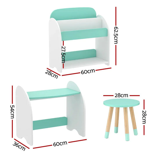 Keezi Kids Bookshelf 2 In 1 Table Chair Set Bookcase Toys Shelves Children Organiser - Mekamart Australia
