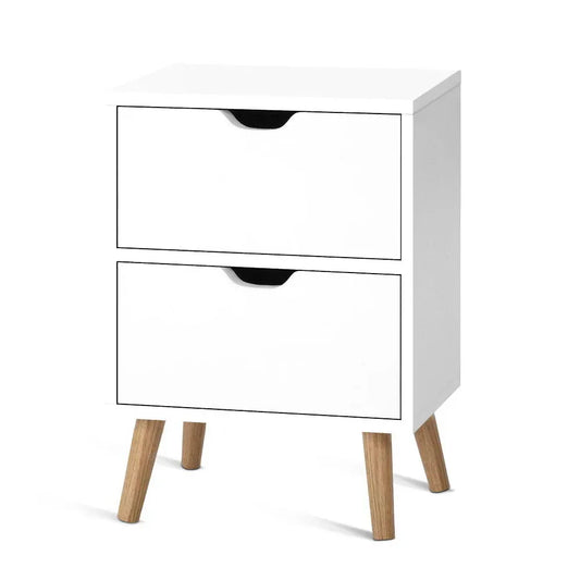 Artiss Bedside Table 2 Drawers - BODEN White - Mekamart Australia