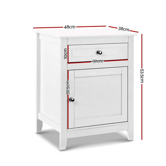 Artiss Bedside Tables Side Table Drawers Nightstand White - Mekamart Australia