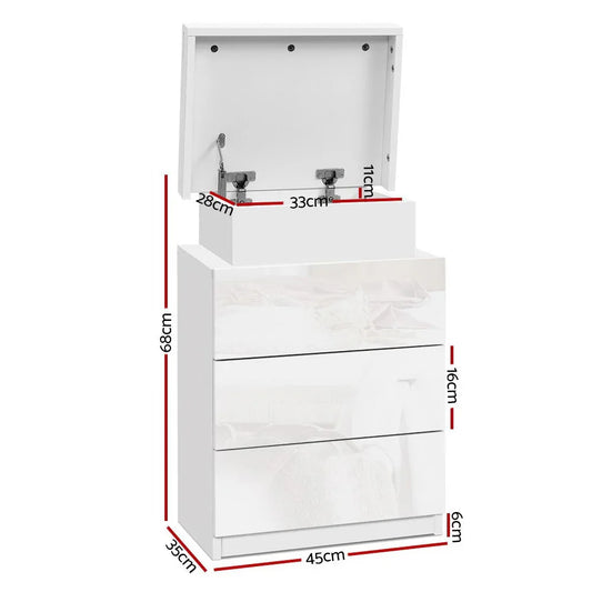 Artiss Bedside Table LED 3 Drawers - COLEY White - Mekamart Australia