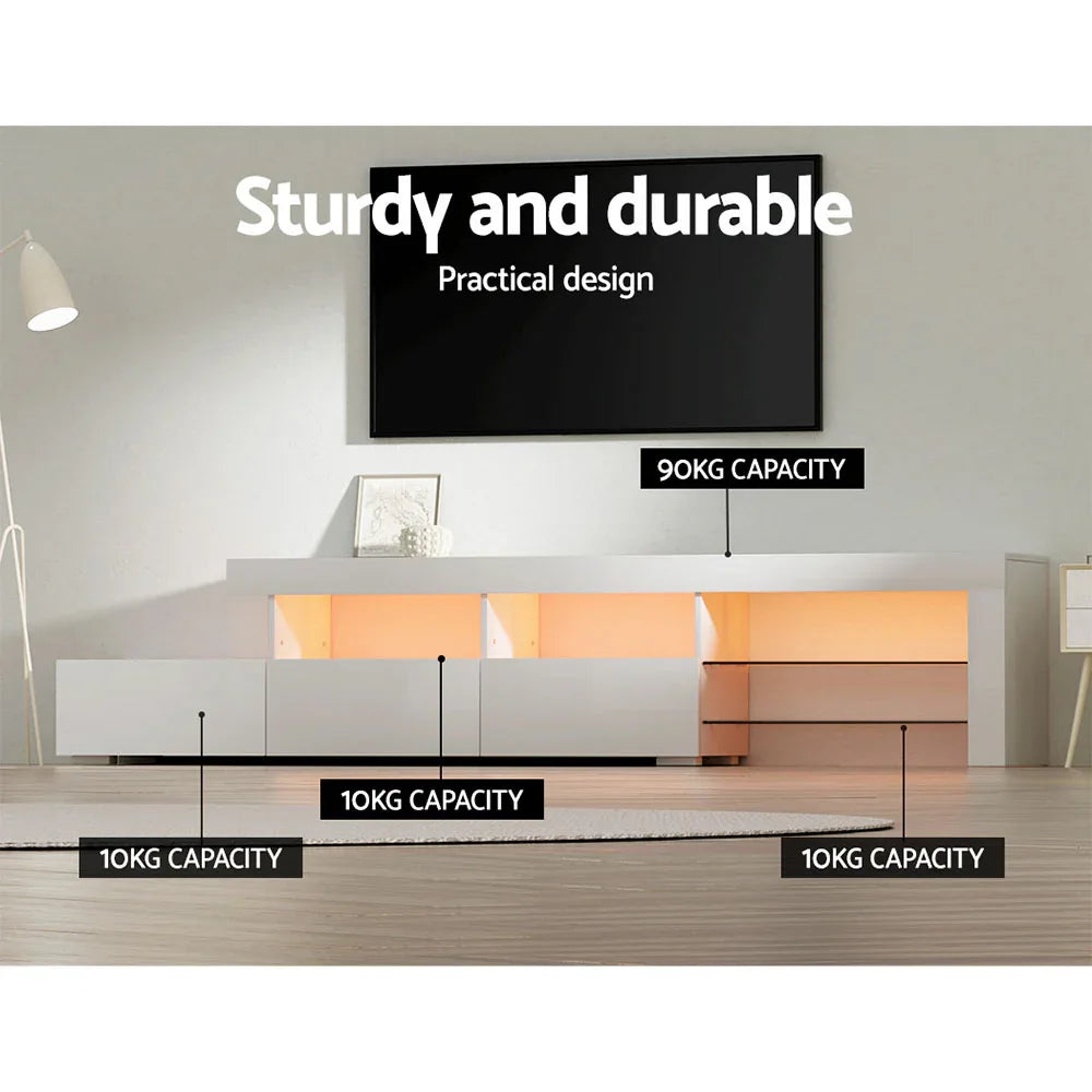 Artiss Entertainment Unit TV Cabinet LED 215cm White Caya - Mekamart Australia