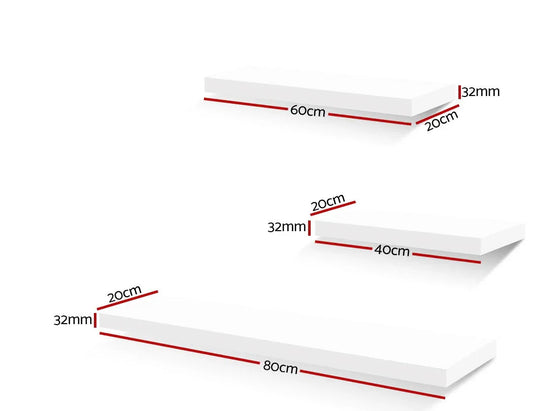Artiss Floating Wall Shelf Set of 3 White - Mekamart Australia