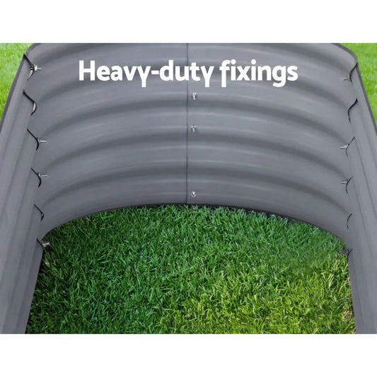 2x Green Fingers Raised Garden Bed 160X80X42cm Oval Planter Box Raised Container Galvanised - Mekamart Australia