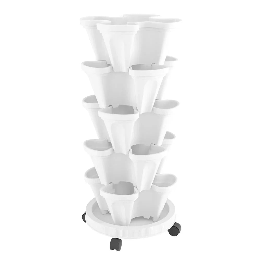 Green Fingers Garden Bed 5 Tier Vertical Garden Strawberry Stackable Planters Herbs Petunias - Mekamart Australia