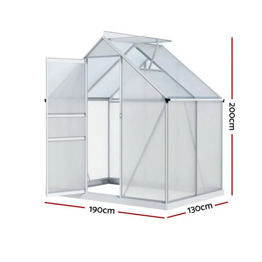 Green Fingers Greenhouse Aluminium Polycarbonate Premium Garden Storage Shed 3.1Mx1.9Mx2.0M - Mekamart Australia