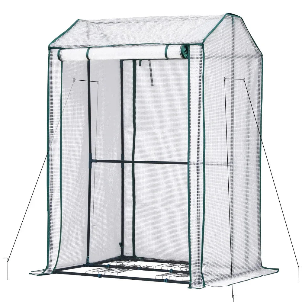 Green Fingers Mini Greenhouse PE Cover Green House Roll-Up Zippered Door 1.0x0.8x1.5M - Mekamart Australia