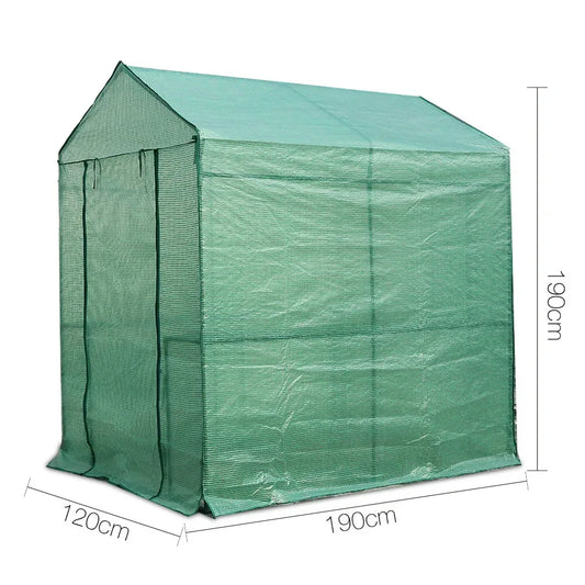 Green Fingers Greenhouse 1.2x1.9x1.9M Walk in Green House Tunnel Plant Garden Shed 4 Shelves - Mekamart Australia