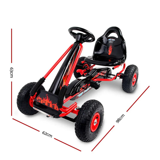 Rigo Kids Pedal Go Kart Ride On Toys Racing Car Rubber Tyre Red - Mekamart Australia