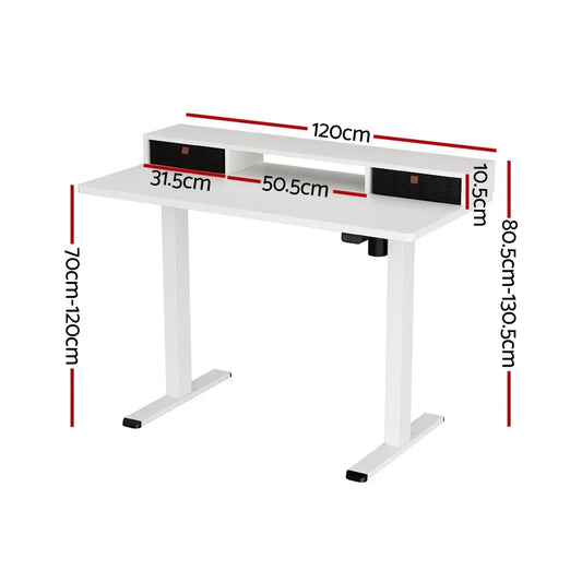 Artiss Electric Standing Desk with Storage Shelf Drawer Office Table 120CM - Mekamart Australia