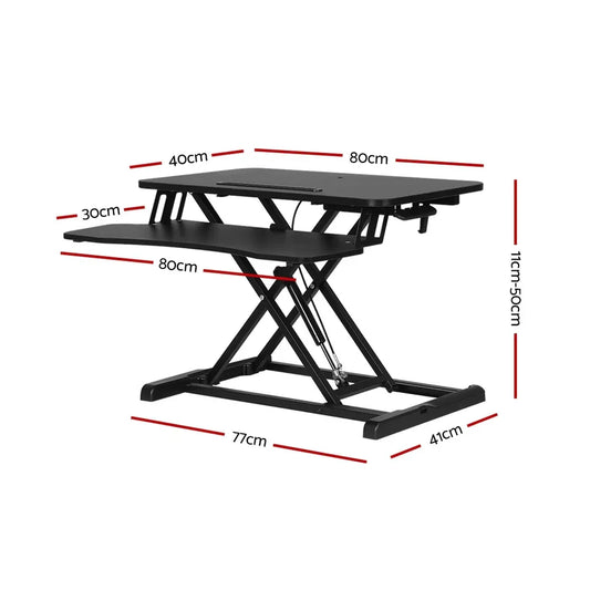 Artiss Standing Desk Riser Height Adjustable Black 80CM - Mekamart Australia