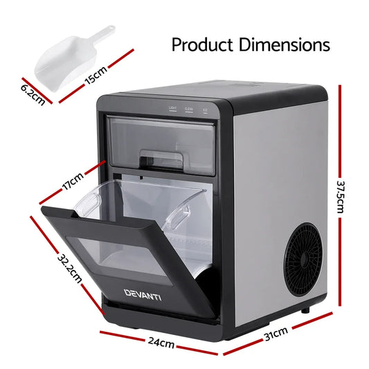 Devanti Ice Maker Machine 20kg Chewable Nugget Ice Countertop w/Self Cleaning - Mekamart Australia