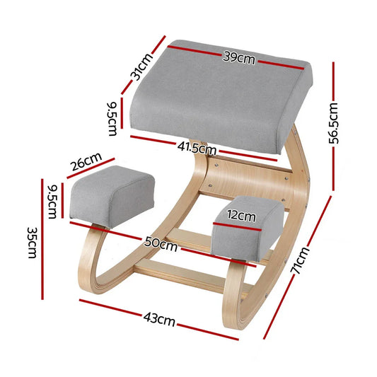Artiss Kneeling Chair Ergonomic Posture Chair with Memory Foam Balance Stool for Home Office Gaming 120kg Weight Capacity Gray - Mekamart Australia