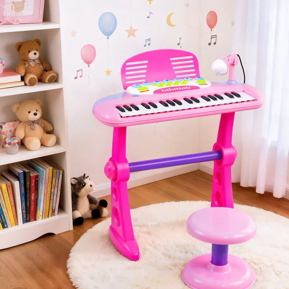 Keezi Kids Piano Keyboard 37 Keys Electronic Musical Instrument Set w/ Stool Microphone - Mekamart Australia