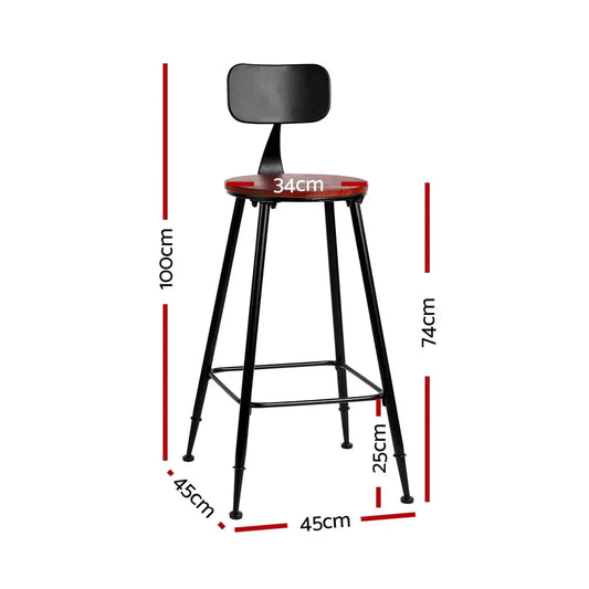 Artiss 2x Bar Stools Vintage Metal Chairs - Mekamart Australia