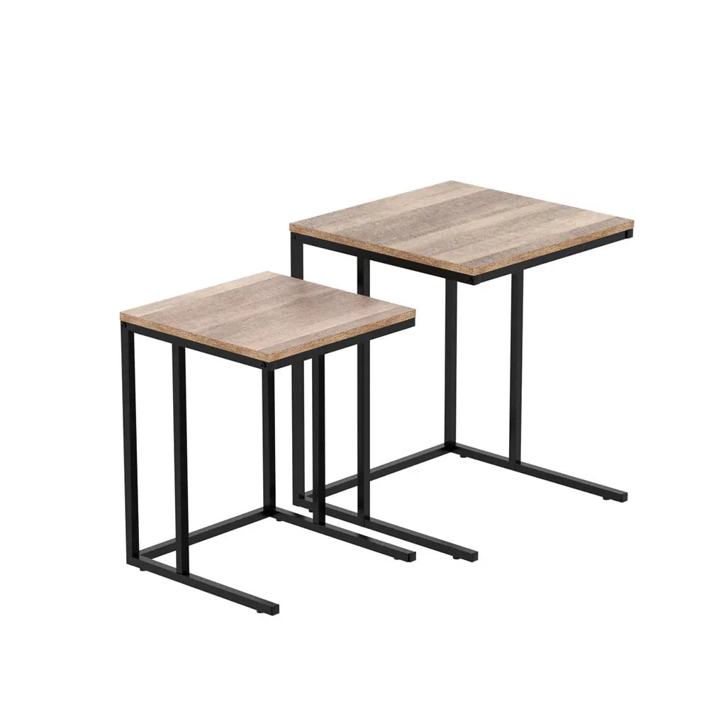 Artiss Nesting Coffee Table Sef of 2 Walnut Brok - Mekamart Australia