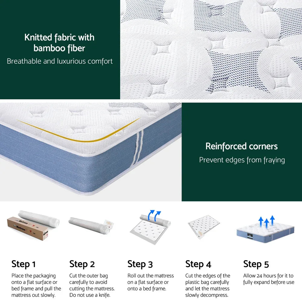 25cm Giselle Mattress Queen Bed Pocket Spring Mattresses - Mekamart Australia