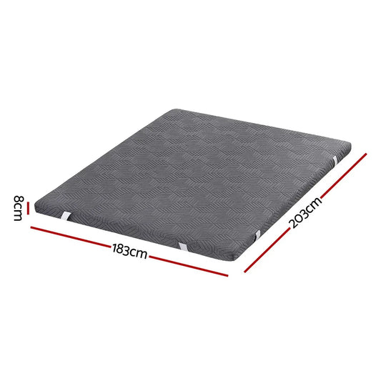 Giselle 8cm Memory Foam Mattress Topper Gel Dual Layer Foam Bamboo King - Mekamart Australia