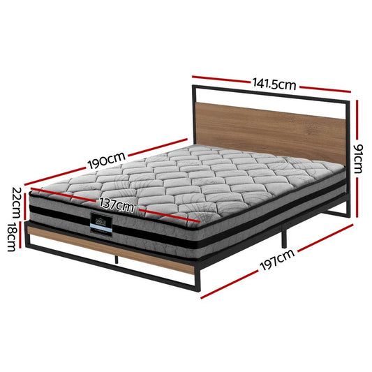 Artiss Metal Bed Frame Double Size Beds Platform with Mattress - Mekamart Australia