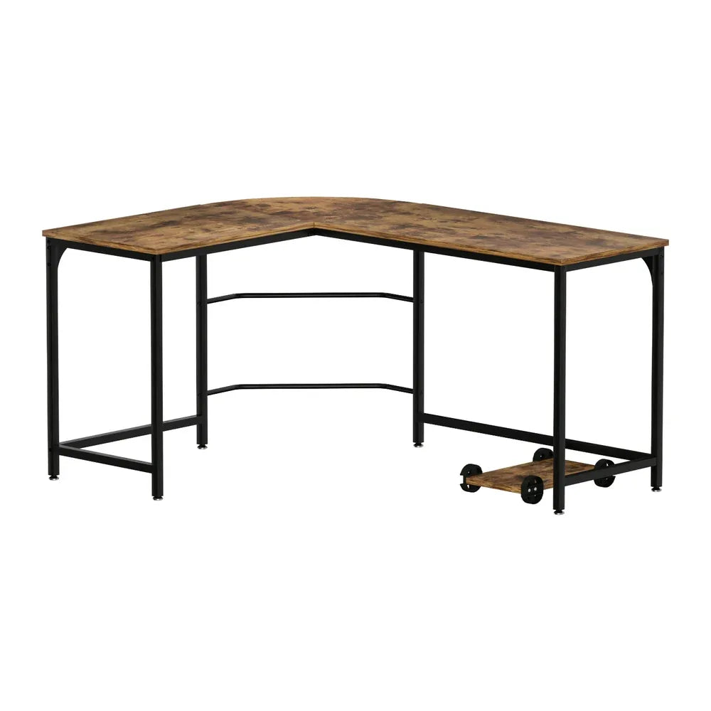 Artiss Computer Desk L-Shape CPU Stand Brown 147CM - Mekamart Australia