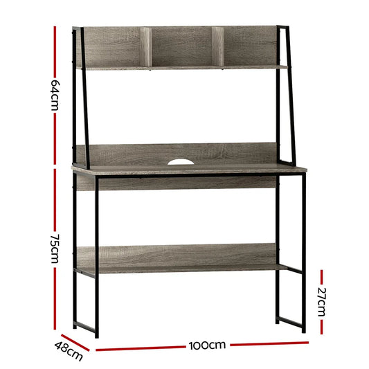 Artiss Computer Desk Bookshelf Storage Grey 100CM - Mekamart Australia