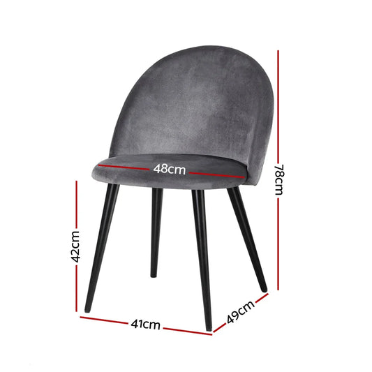 Artiss Dining Chairs Set of 4 Velvet Solid Curved Dark Grey - Mekamart Australia