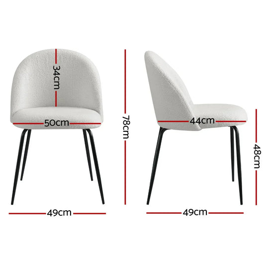 Artiss Dining Chairs Set of 4 Sherpa Boucle White - Mekamart Australia