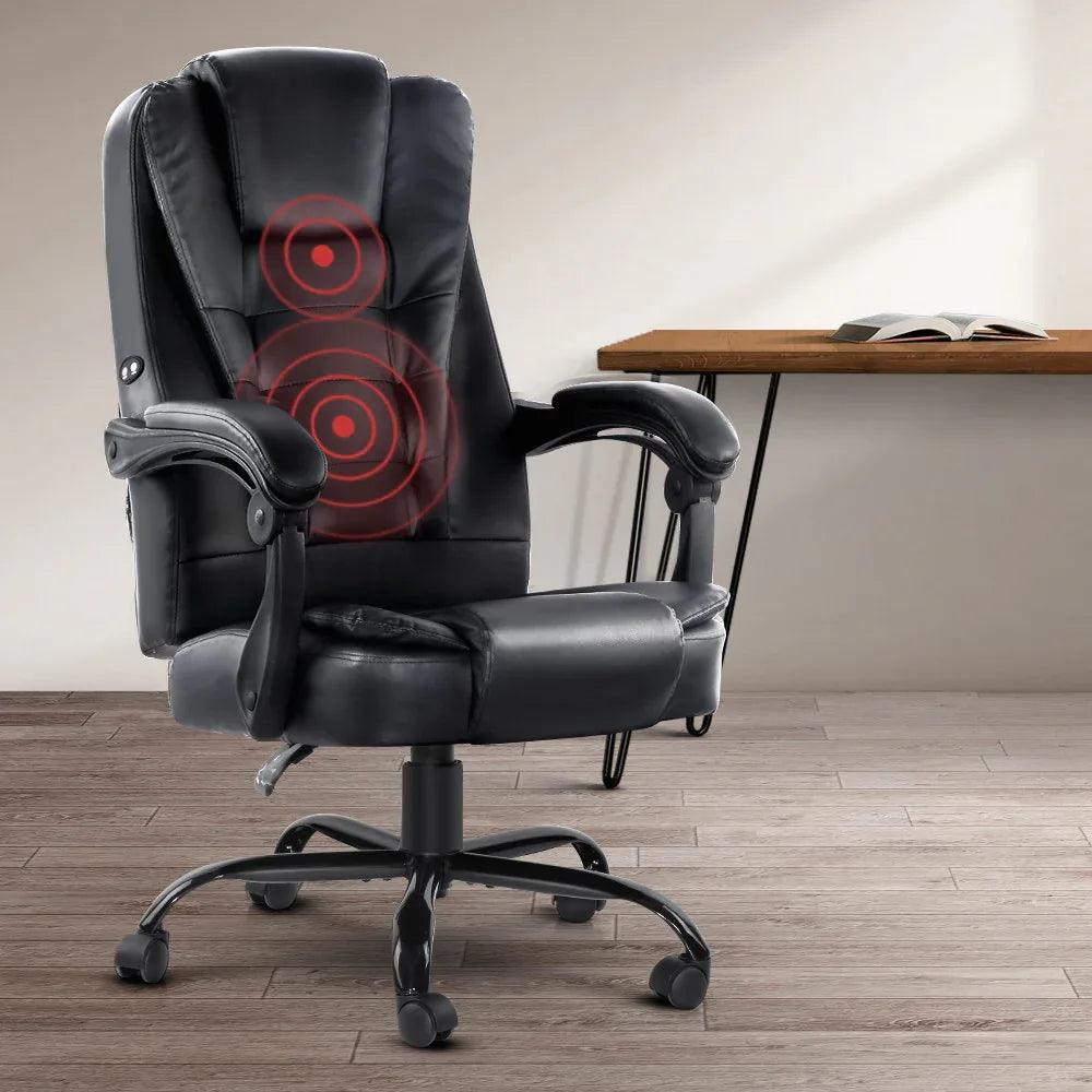 Artiss Massage Office Chair Executive Computer Gaming Chairs Black PU Leather - Mekamart Australia
