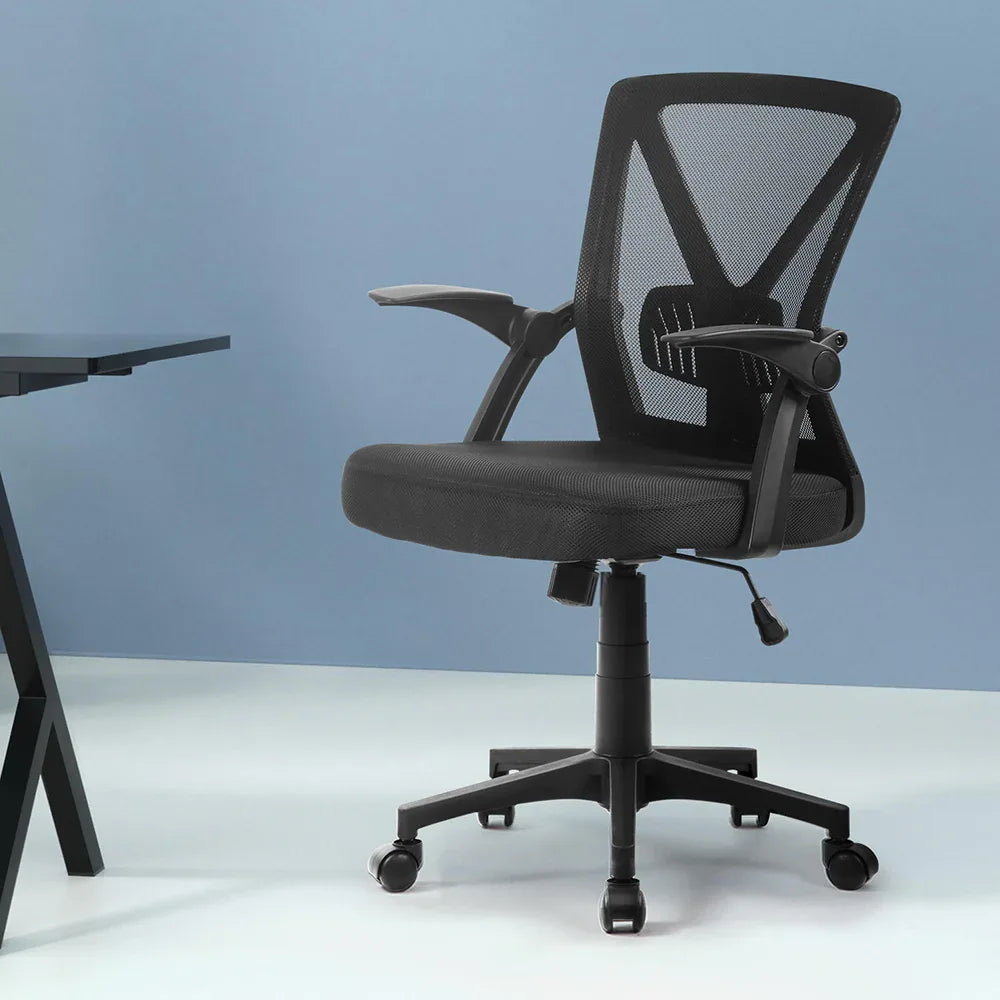 Artiss Mesh Office Chair Mid Back Black - Mekamart Australia