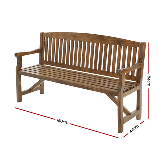 Gardeon 5FT Outdoor Garden Bench Wooden 3 Seat Chair Patio Furniture Natural - Mekamart Australia