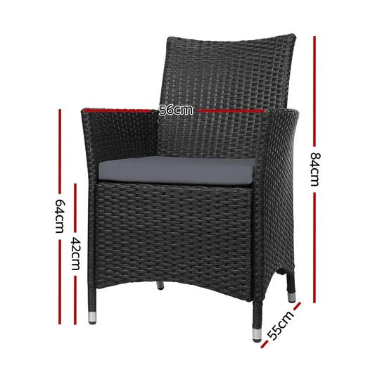 Gardeon Outdoor Dining Chairs Patio Furniture Wicker Garden Cushion Idris 2PC - Mekamart Australia