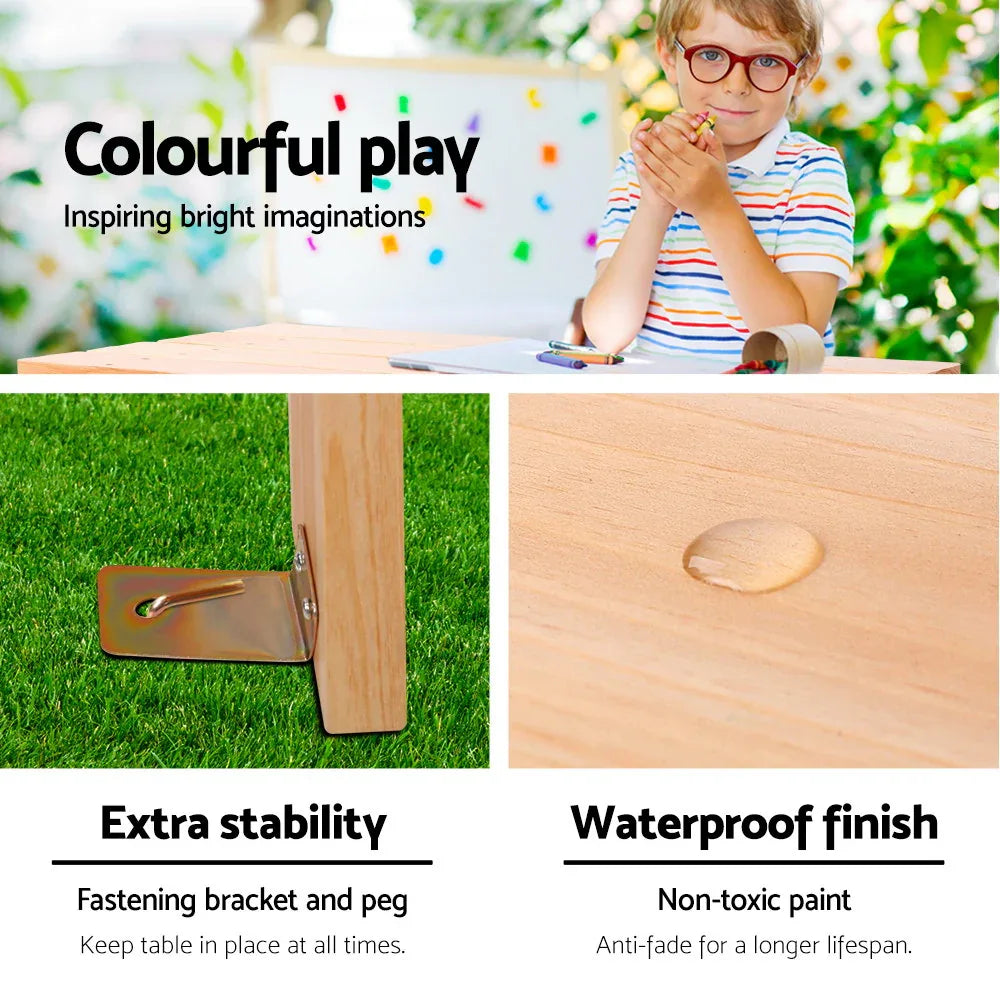 Keezi Kids Outdoor Table and Chairs Picnic Bench Set Children Wooden - Mekamart Australia