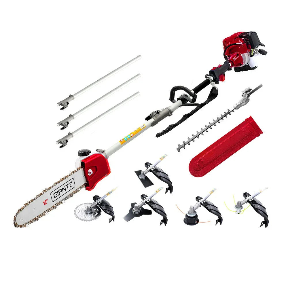 Giantz 40CC Pole Chainsaw Hedge Trimmer Brush Cutter Whipper Saw 4-Stroke 7-in-1 - Mekamart Australia