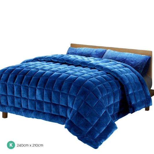 Giselle Bedding Faux Mink Quilt Blue King - Mekamart Australia