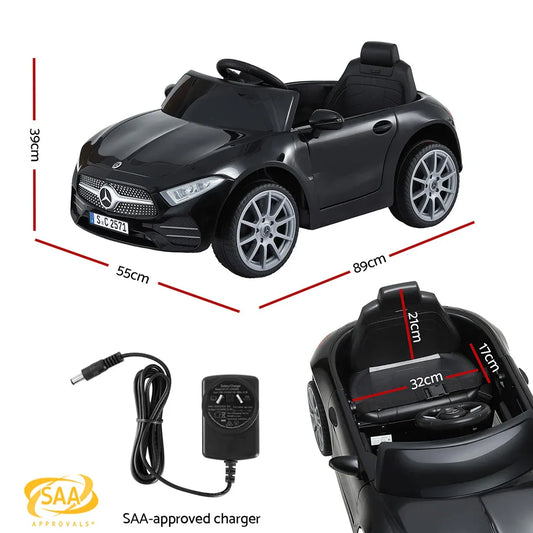 Kids Electric Ride On Car Licensed Outdoor Toys Cars Music Remote Black - Mekamart Australia