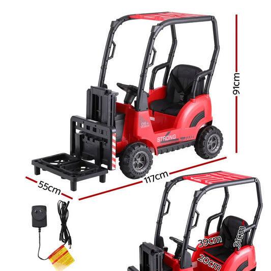 Rigo Kids Electric Ride On Car Forklift Loader Toys Cars Horn Remote 12V Red - Mekamart Australia