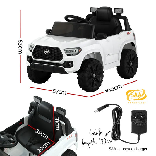 Kids Electric Ride On Car Toyota Tacoma Off Road Jeep Toy Cars Remote 12V Whte - Mekamart Australia