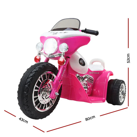 Rigo Kids Electric Ride On Patrol Police Car Harley-Inspired 6V Pink - Mekamart Australia