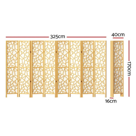 Artiss 8 Panel Room Divider Screen 325x170cm Clover Natural - Mekamart Australia