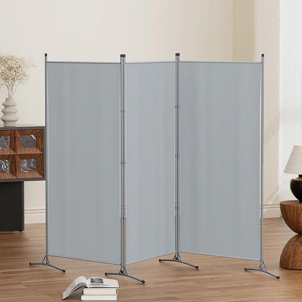 Artiss 3 Panel Room Divider Screen 260x180cm Fabric Grey - Mekamart Australia