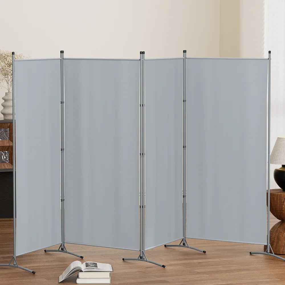 Artiss 4 Panel Room Divider Screen 345x180cm Fabric Grey - Mekamart Australia