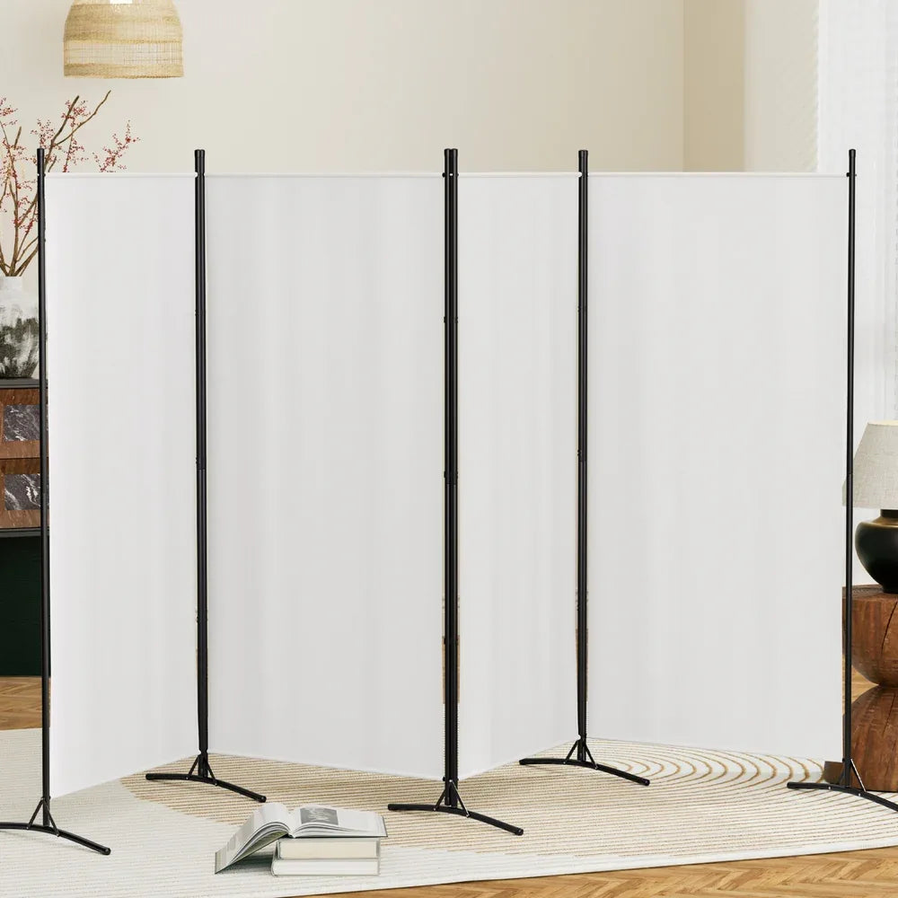 Artiss 4 Panel Room Divider Screen 345x180cm Fabric White - Mekamart Australia