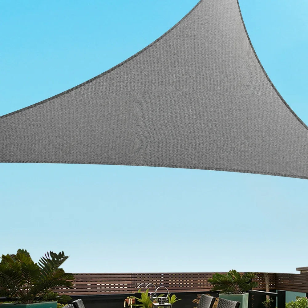 Instahut Shade Sail Cloth Shadecloth Canopy Triangle 280gsm 5x5x7.1m - Mekamart Australia