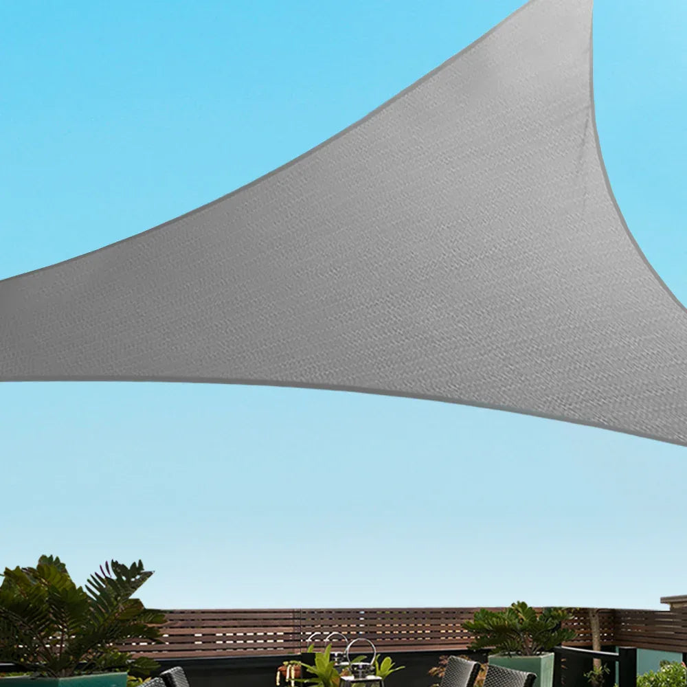 Instahut Shade Sail 6x6x6m Triangle 280GSM 98% Grey Shade Cloth - Mekamart Australia